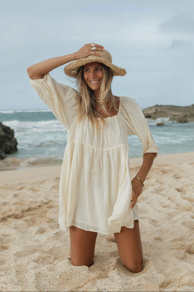 Day Dreaming Cotton Gauze Babydoll Dress Cream / S Day Dreaming Cotton Gauze Babydoll Dress Cream / S