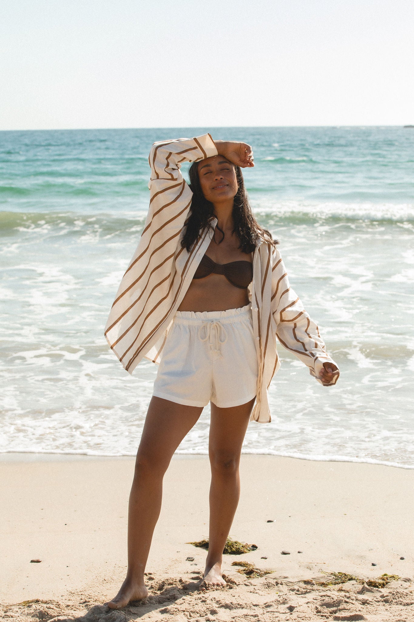 Capri Linen Oversized Button Top – SOLAÍ THE LABEL