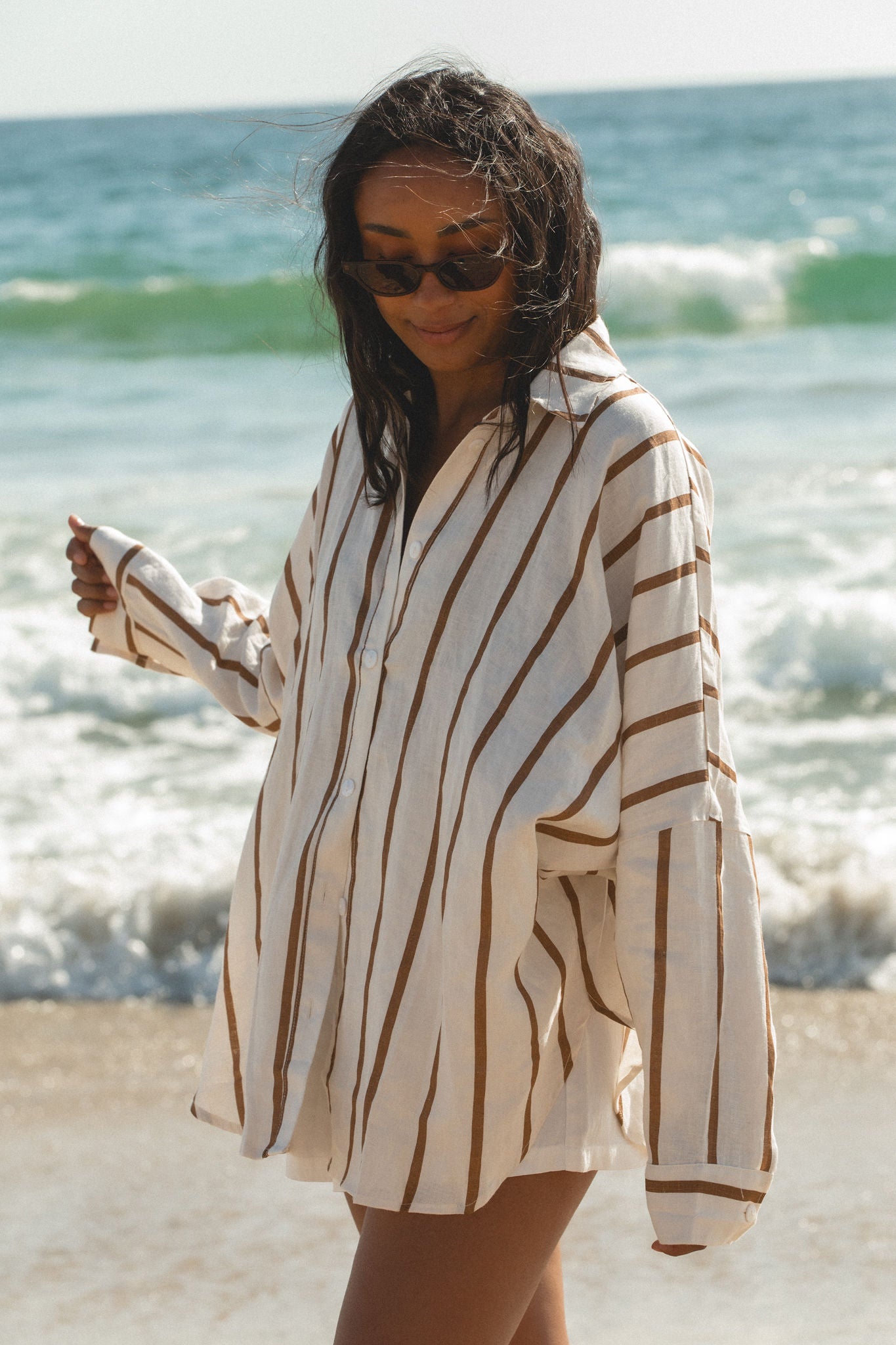 Capri Linen Oversized Button Top – SOLAÍ THE LABEL