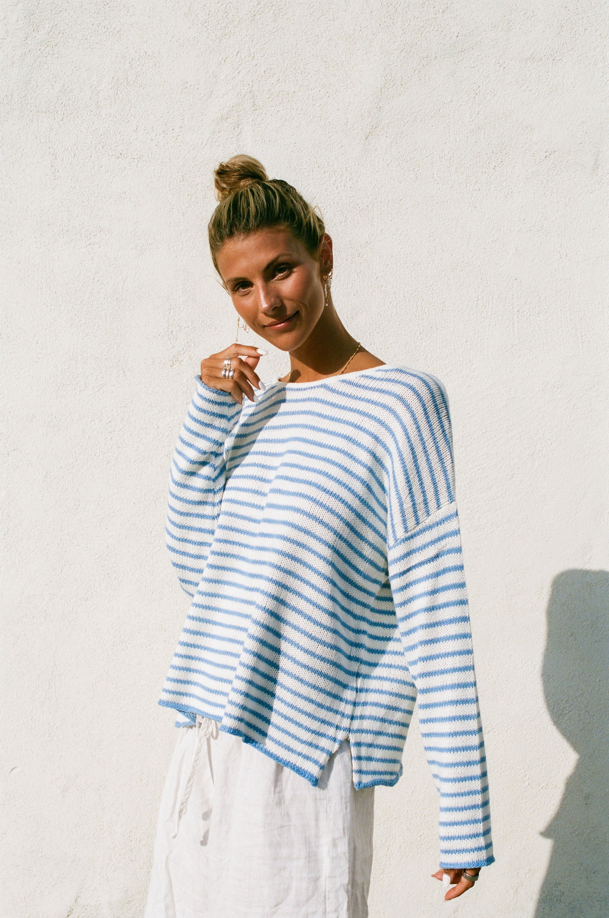 Morning Sea Striped Pullover Sweater