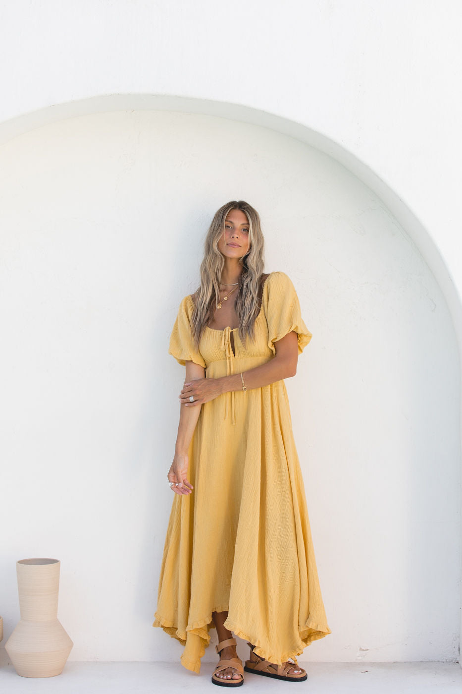 Linen cheap mustard dress