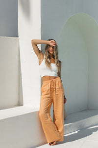 Slow Tide 100% Linen Drawstring Pants